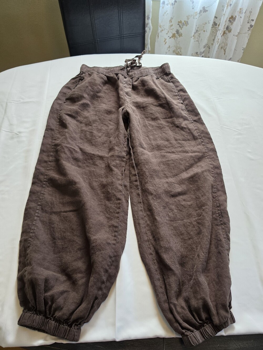 Sanctuary Melody Linen Balloon Jogger Pants Rich Soil Brown Size M 100% Linen